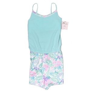 Girls Turquoise Romper With Pockets